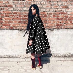 NORBLACK NORWHITE Morning Side Polka Dot Swing Dress in Black White